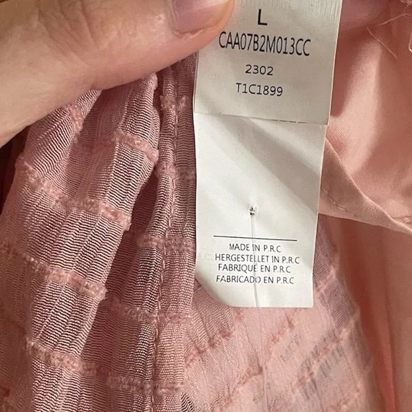 🆕 Cupshe Smocked Short Ruffle Sleeve Tiered Mini Dress Pink NWT Size large - Picture 7 of 12